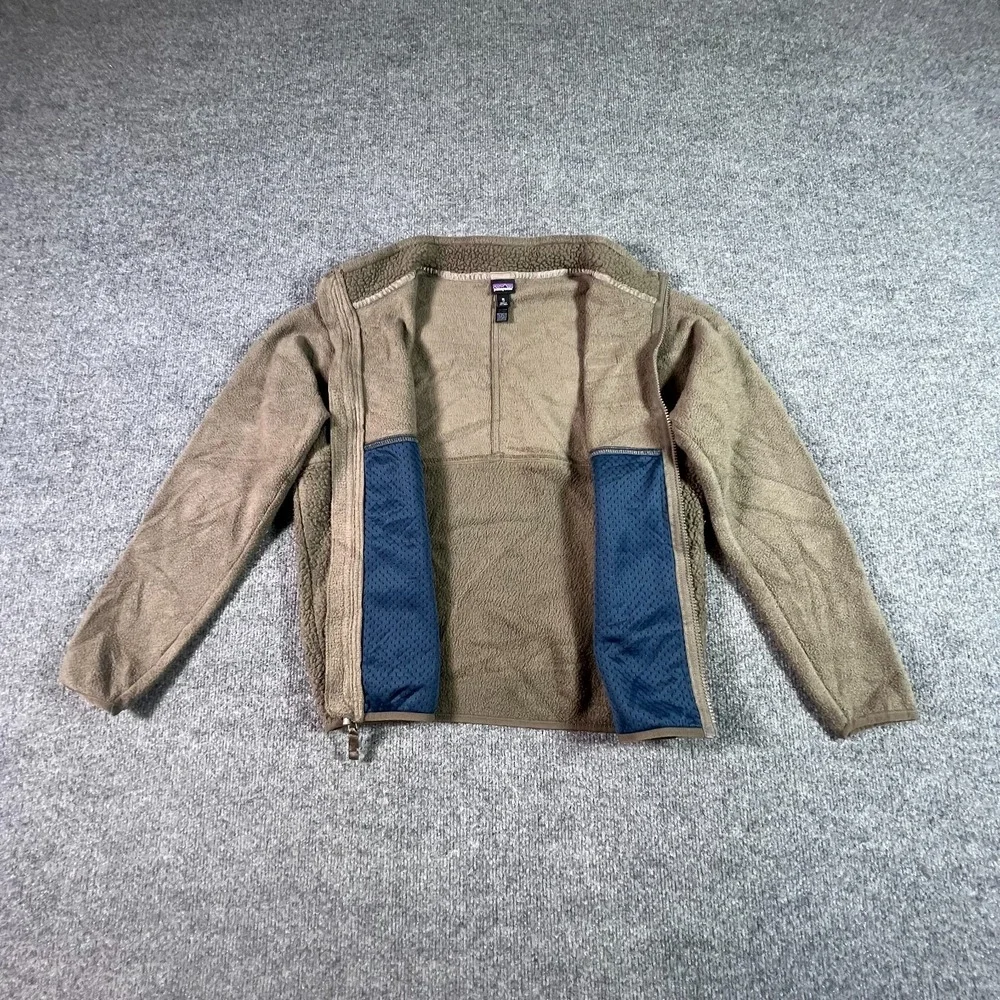 Patagonia Kids XL 14 Brown Sherpa Fleece Full Zip Jacket Winter Travel 65170